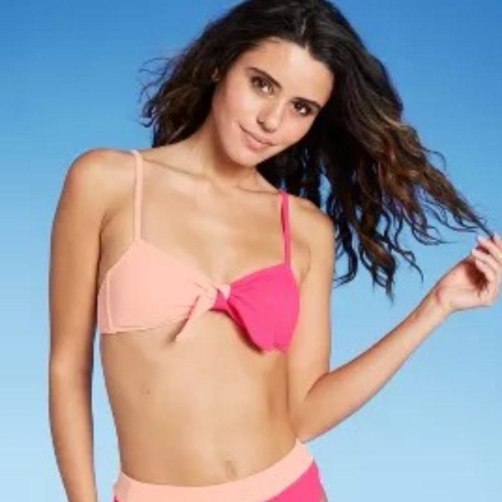 Xhilaration Textured  Tie-Front Bandeau Bikini Top